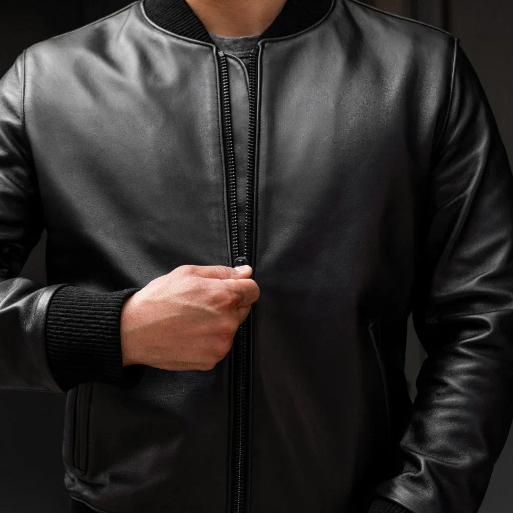 Bomber Imported Australian Sheep Merino Leather Jacket