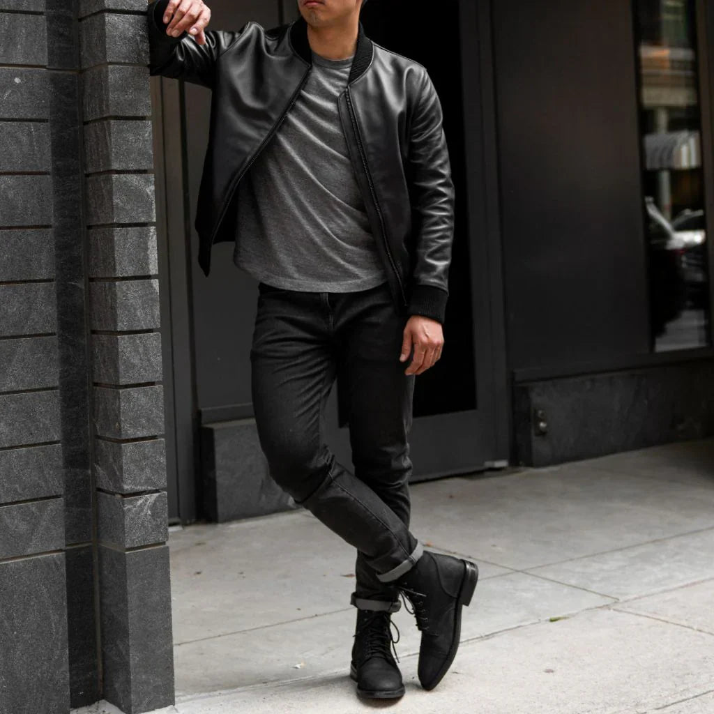 Bomber Imported Australian Sheep Merino Leather Jacket