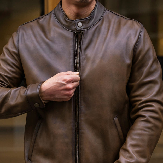 Coffee Chocolate Italian cow leather jacket
