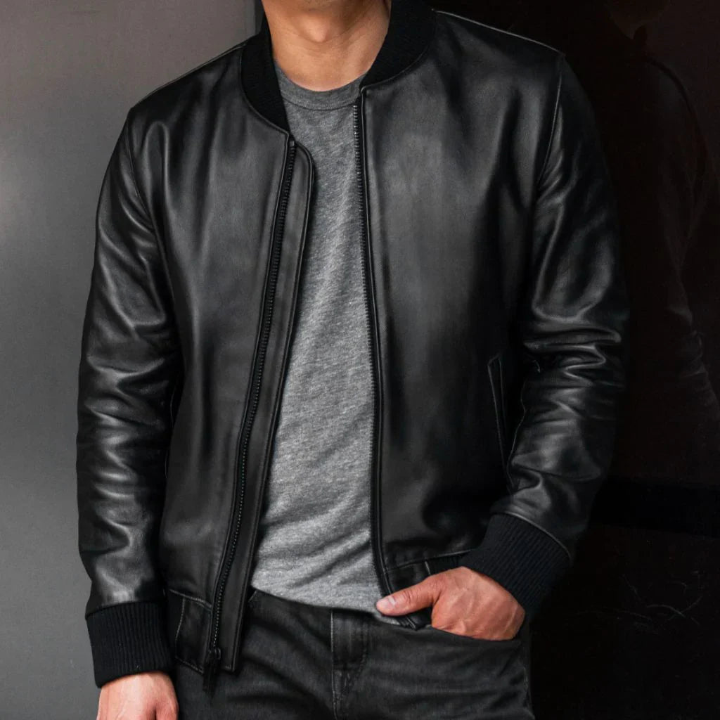 Bomber Imported Australian Sheep Merino Leather Jacket